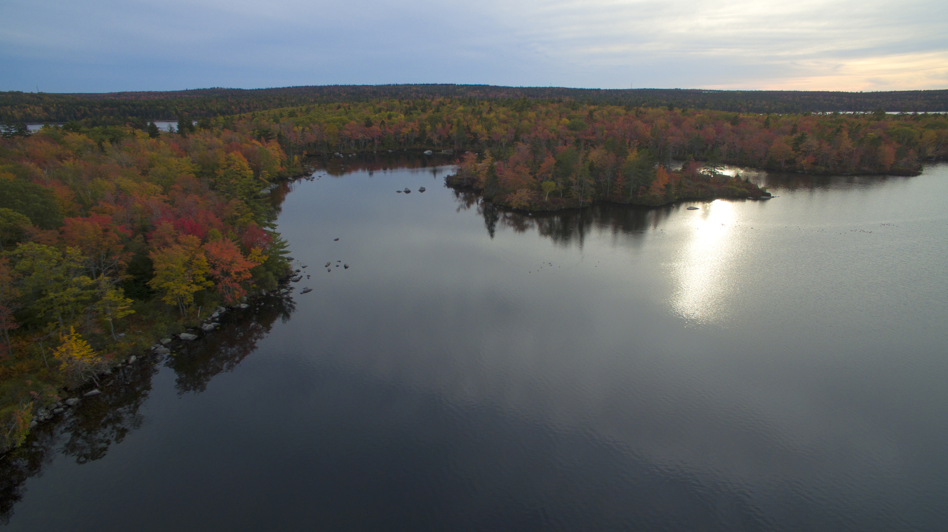 A view over Withrod lake at the Lakeview Trail in Long Lake Provincial Park, Halifax, Nova Scotia.